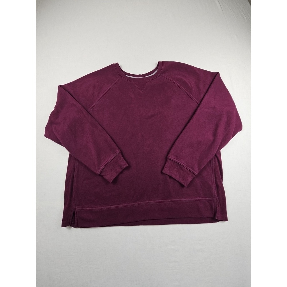 Champion C9 Sweatshirt Women's  XXL Red Dark Fleece Crew‎ Ladies Ribbed Sides
